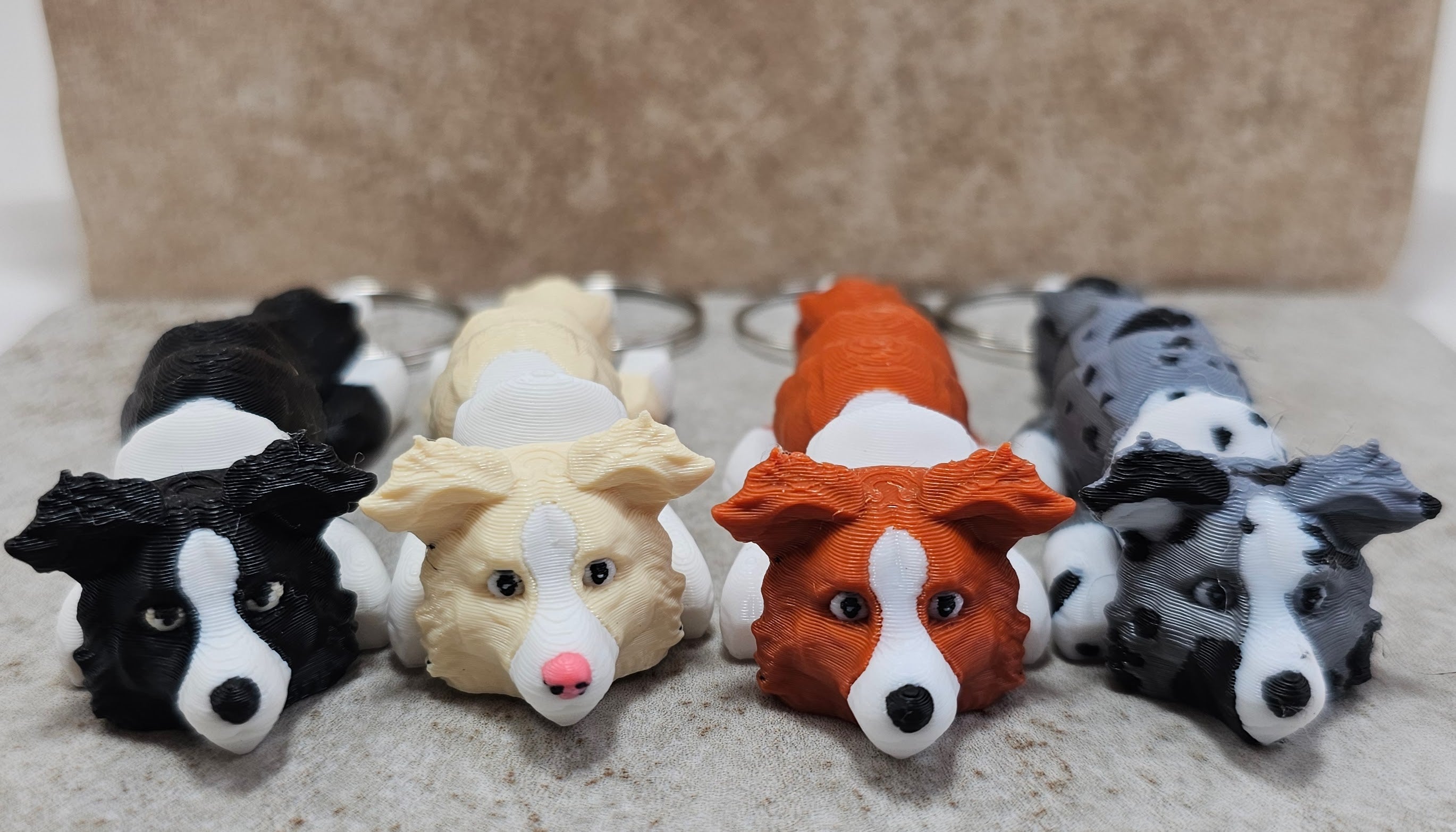 Border Collie Chocolate - White - Black Nose keychain / backpack buddy