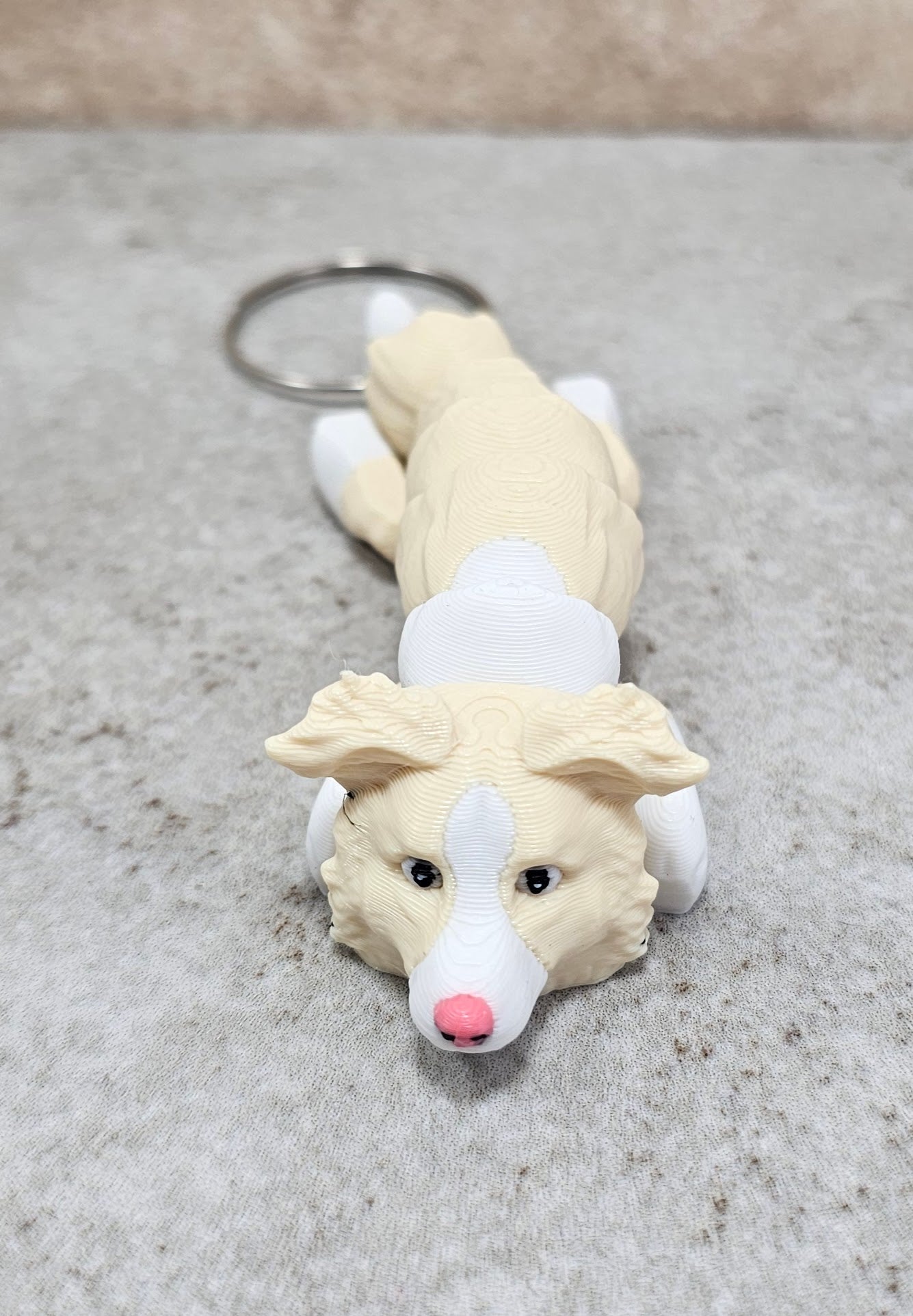 Border Collie Gold - White keychain / backpack buddy