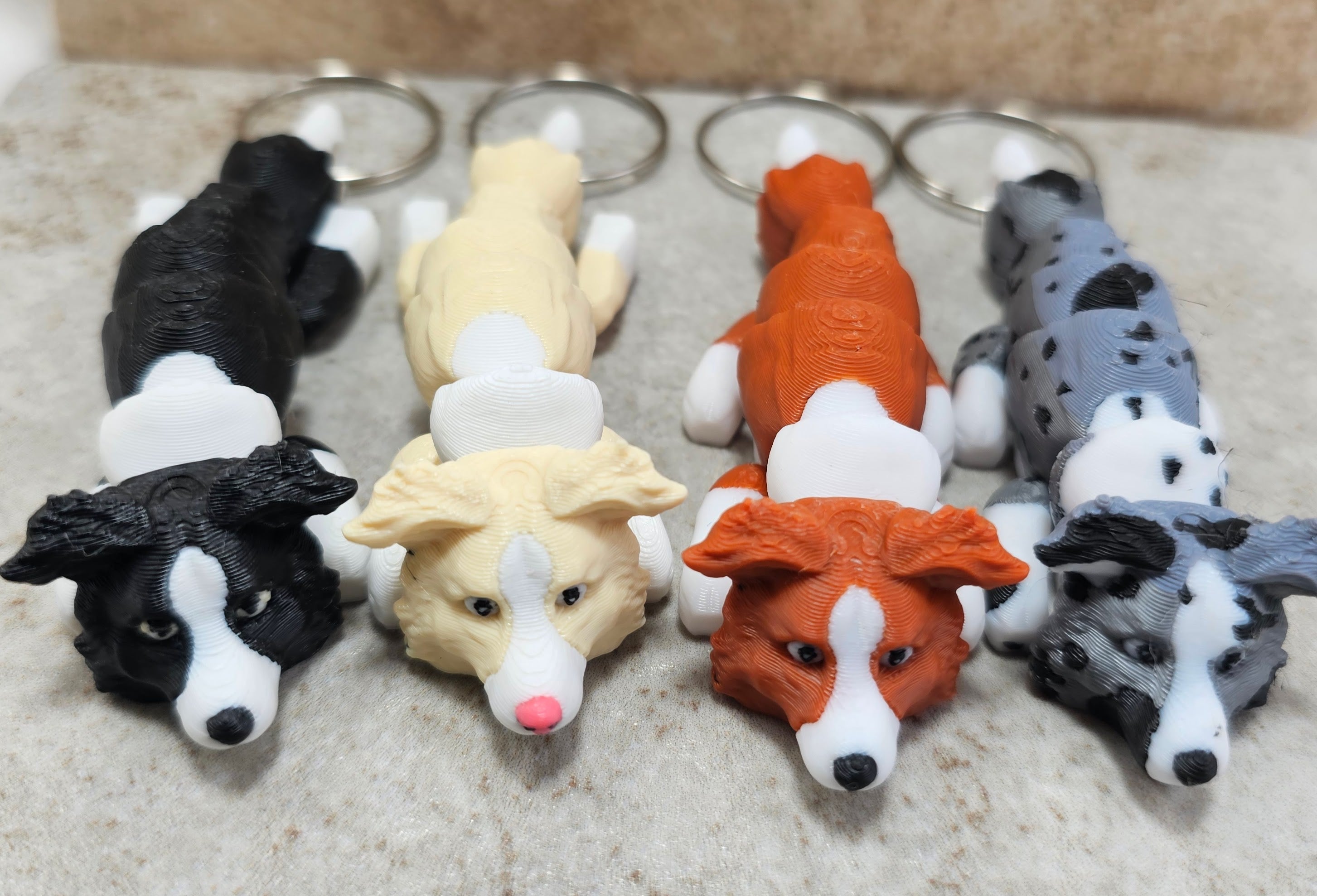Border Collie Chocolate - White - Black Nose keychain / backpack buddy