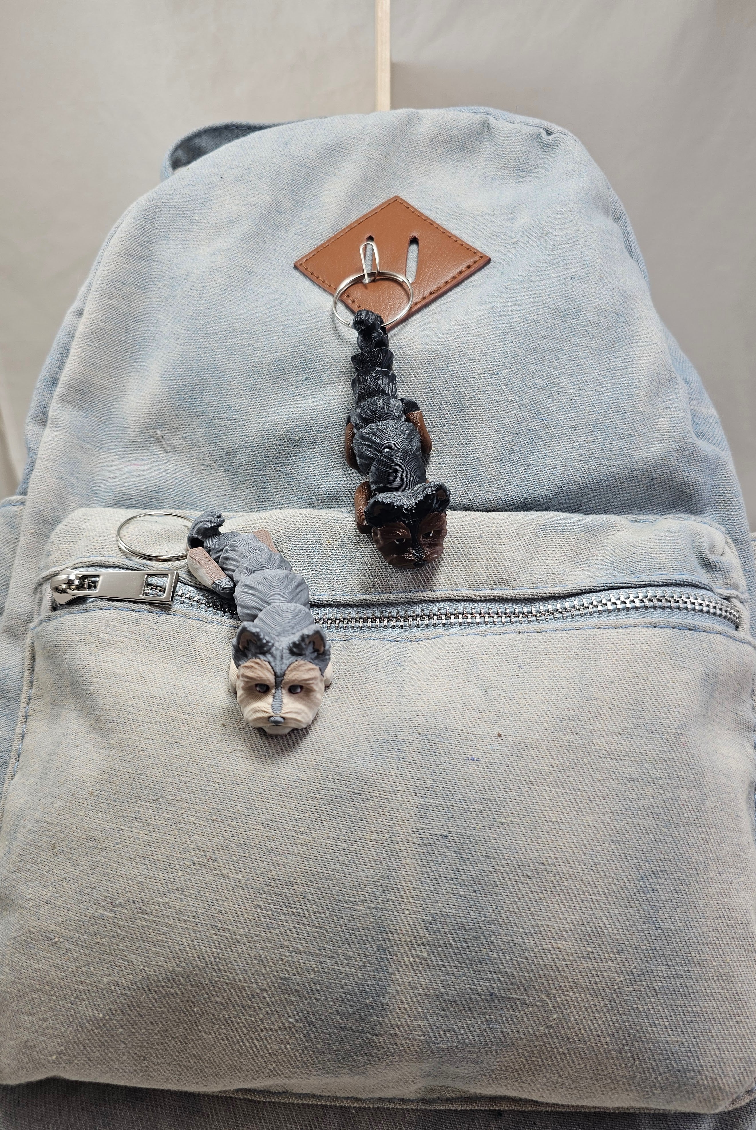 Yorkie Grey - Brown Keychains / Backpack buddy