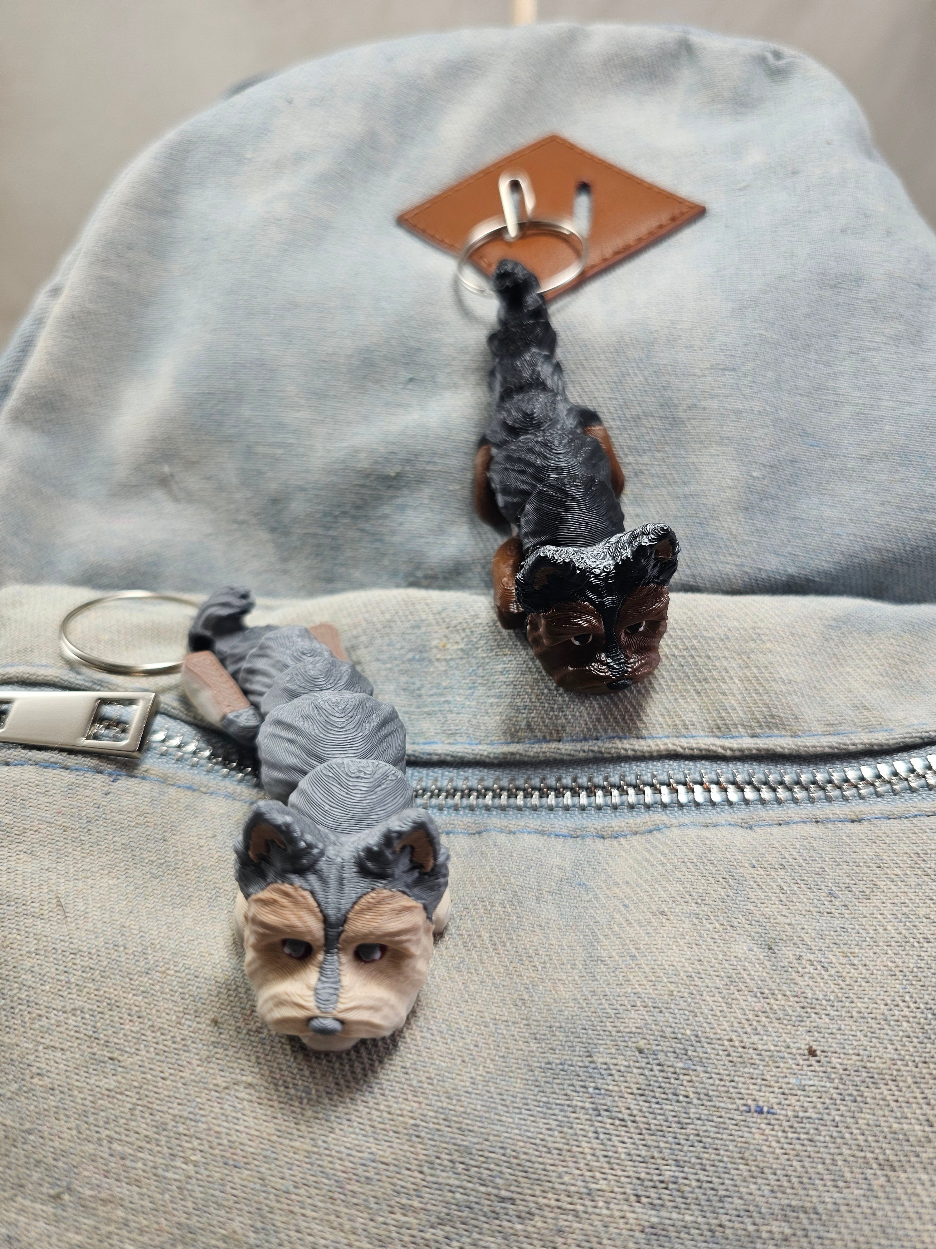 Yorkie Grey - Brown Keychains / Backpack buddy