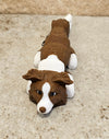 Border Collie Chocolate - White - Black Nose keychain / backpack buddy